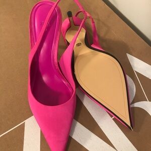 Zara Faux Satin Heel Slingbacks